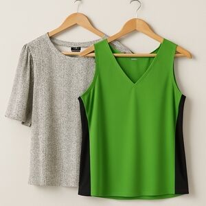 Worthington Bundle – 2 XL Blouses | Bell Sleeve + V-Neck Tank | Career to Casua